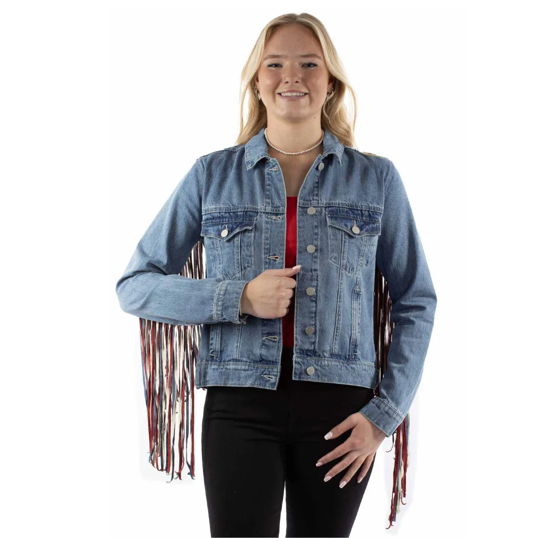 Denim Jacket With Fringe HC943-RWB