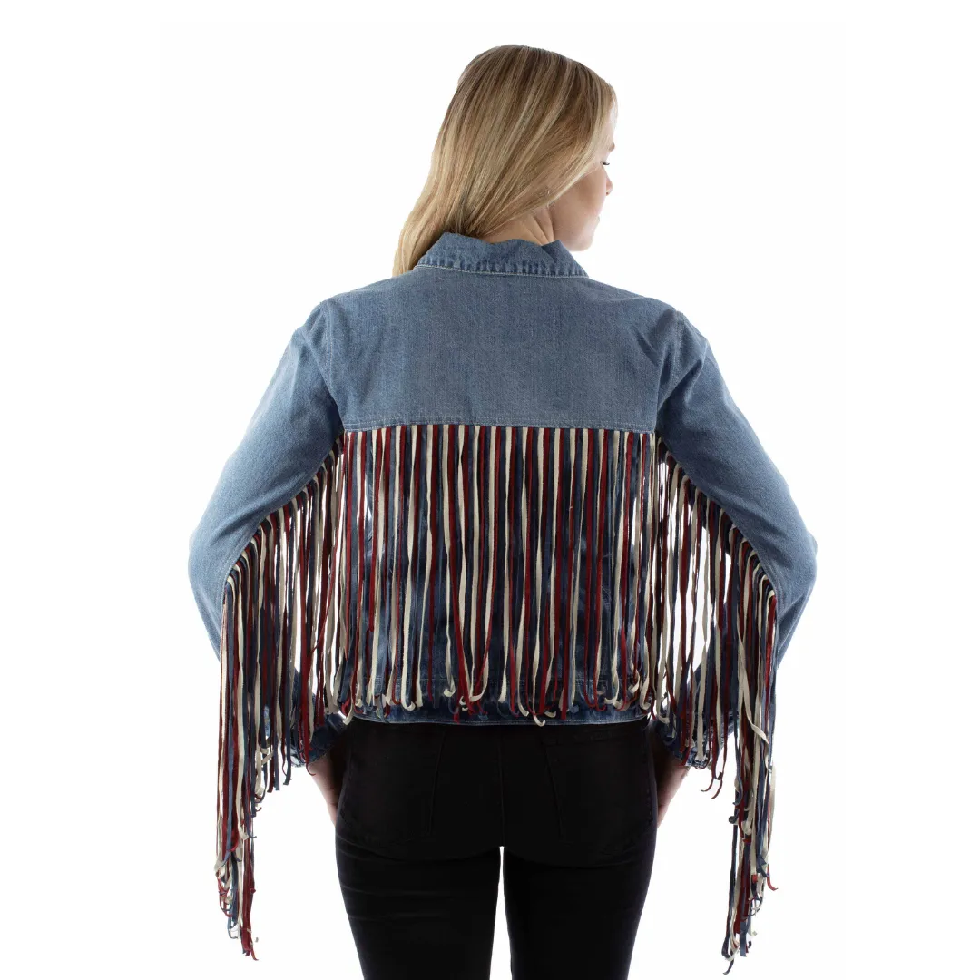 Denim Jacket With Fringe HC943-RWB