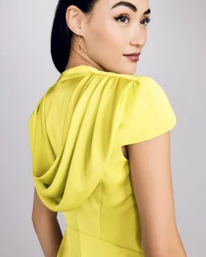 Draped-Back Chartreuse Blouse