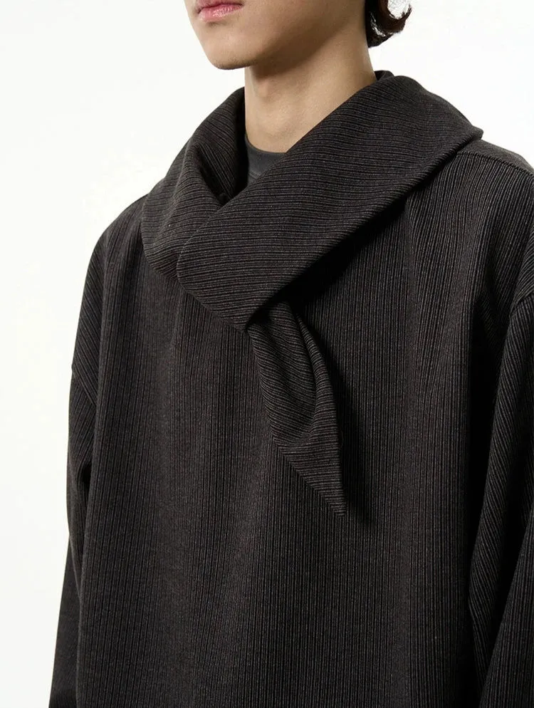 Drop Shoulder Sweatshirt with Scarf Detail