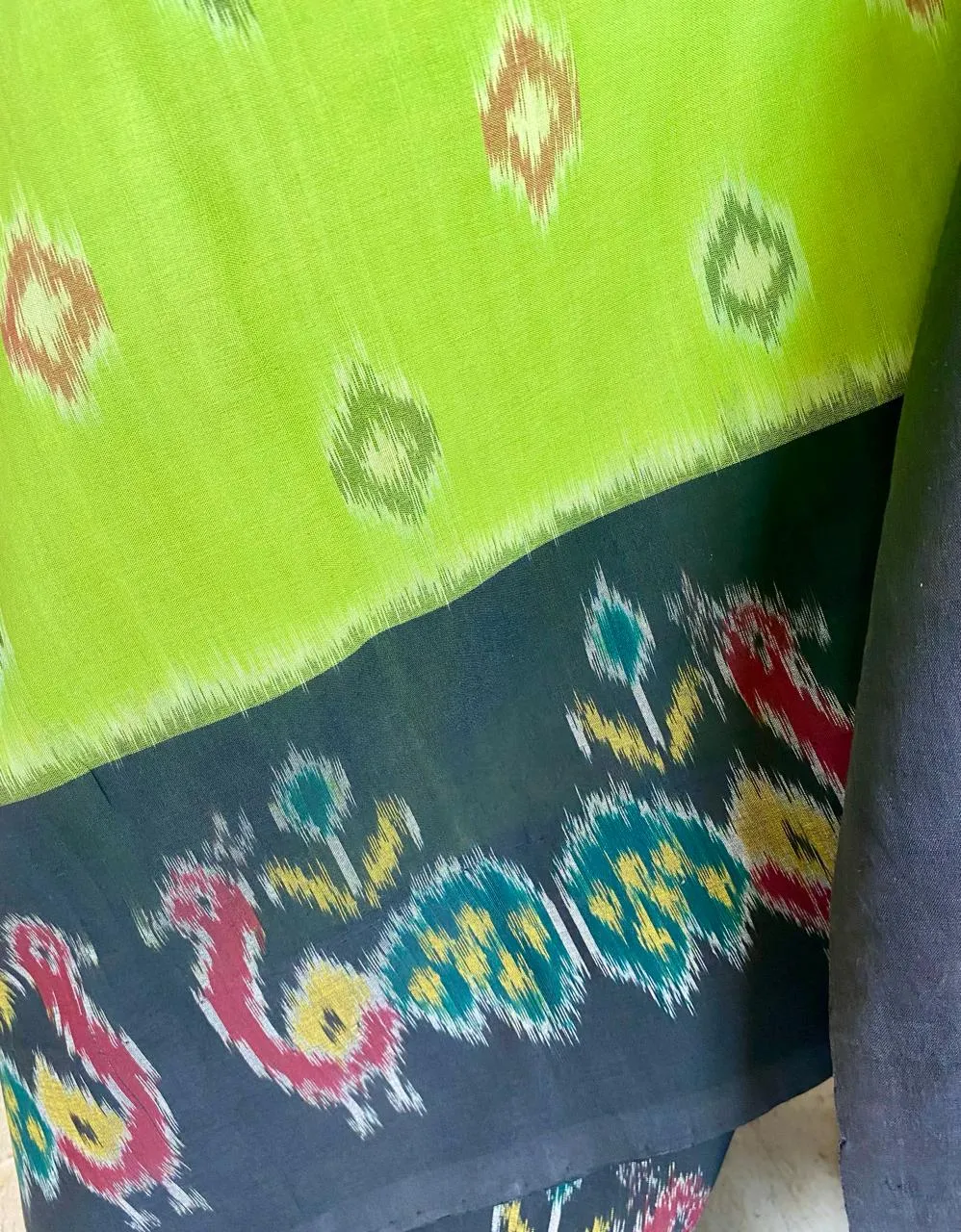 EKTA- VIBRANT GREEN COTTON POCHAMPALLY ELEGANCE IN HANDLOOM TRADITION