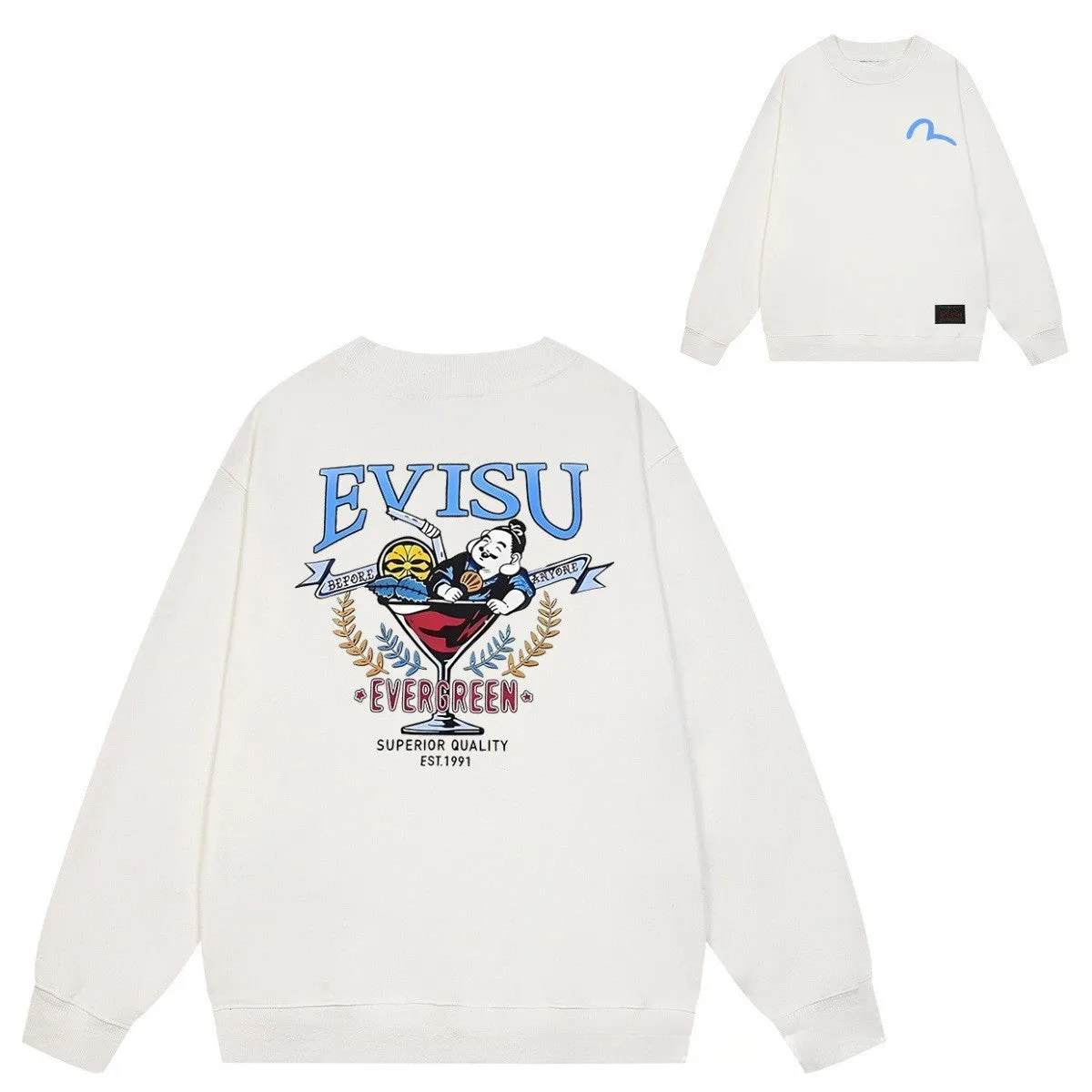 Evisu Sweatshirts Fashion Loose Unisex Sweatshirts