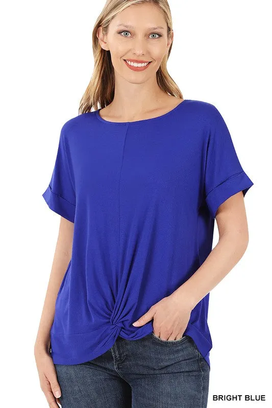 FS CLEARANCE Rayon Span Crepe Knot-Front Top