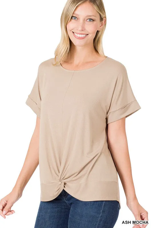 FS CLEARANCE Rayon Span Crepe Knot-Front Top