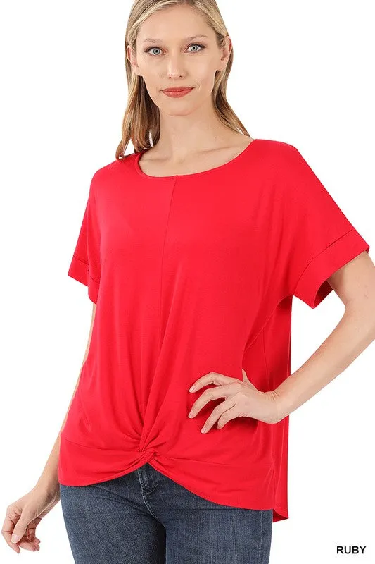 FS CLEARANCE Rayon Span Crepe Knot-Front Top