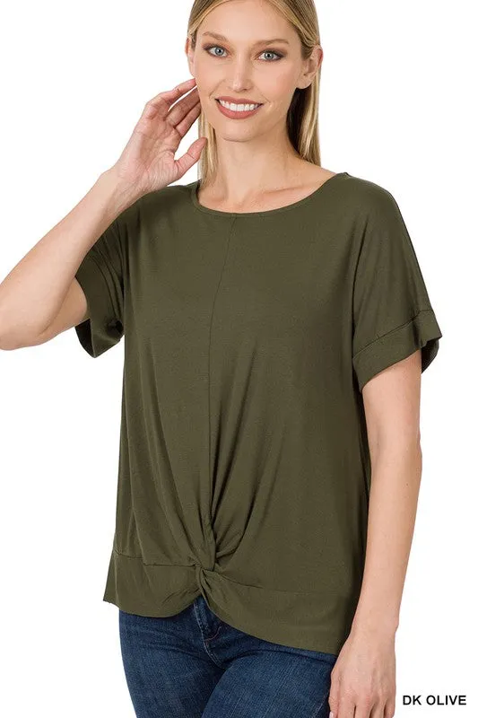 FS CLEARANCE Rayon Span Crepe Knot-Front Top