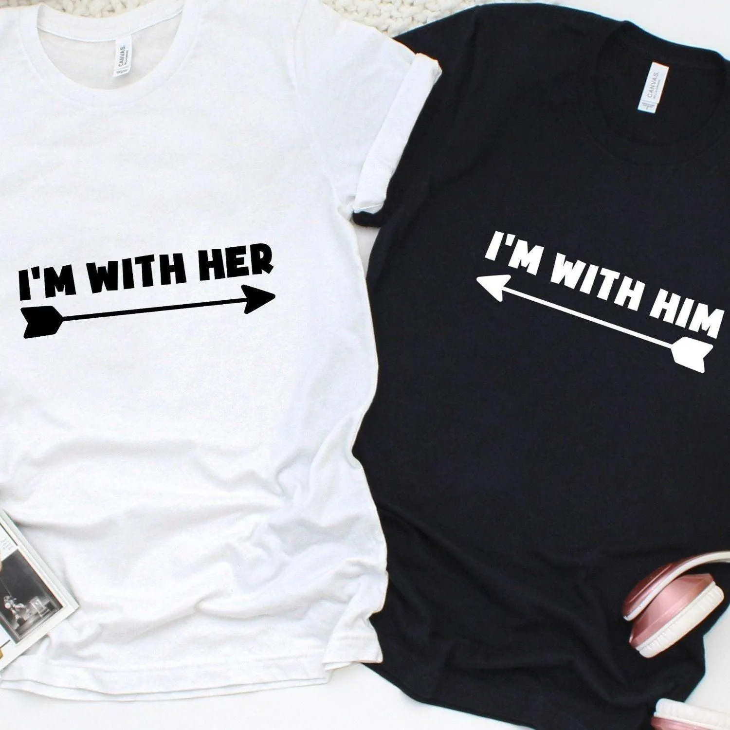 Gift for Lovebirds: Coordinated Outfits - 'I'm With Her' & 'I'm With Him' Combo Set