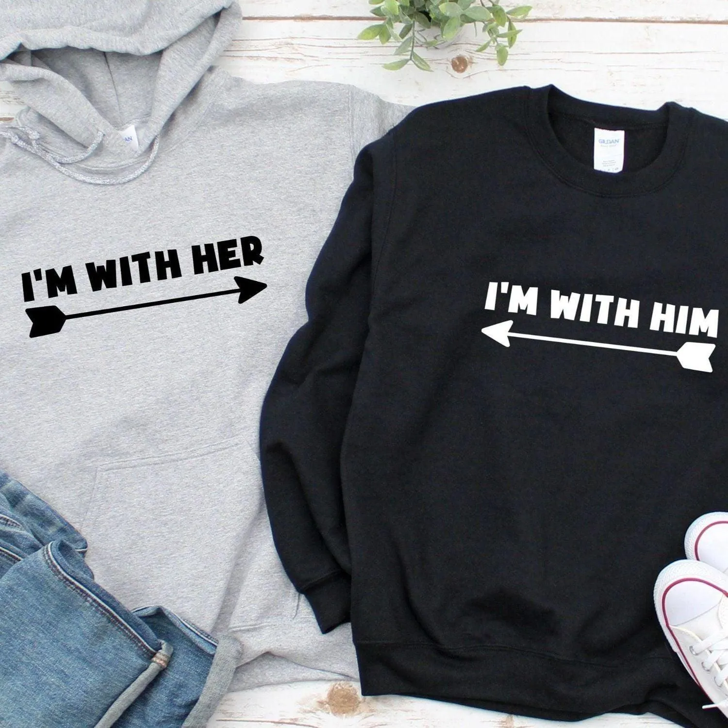 Gift for Lovebirds: Coordinated Outfits - 'I'm With Her' & 'I'm With Him' Combo Set