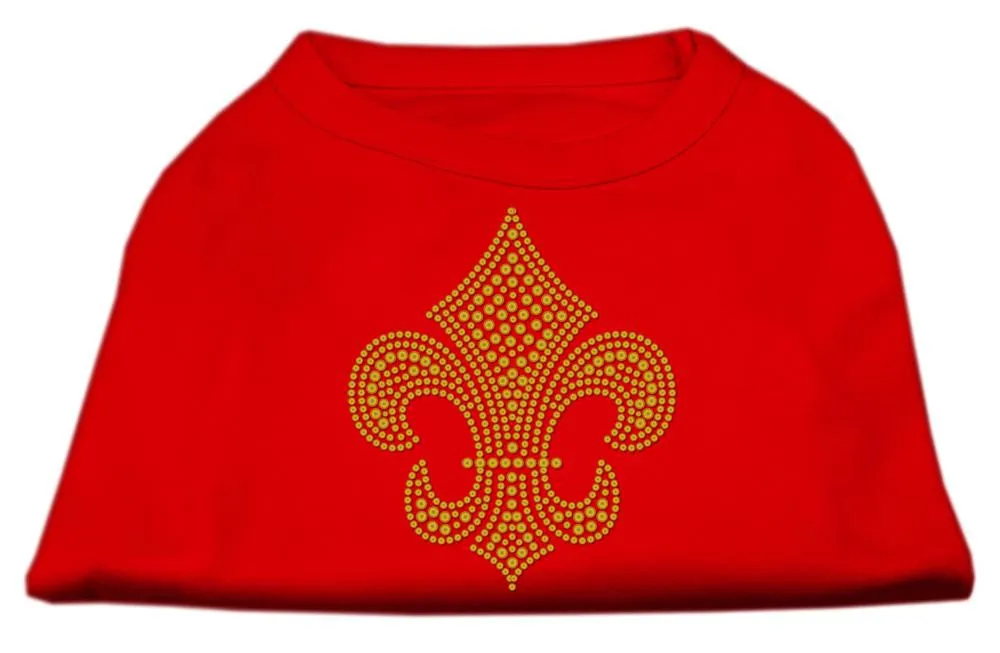 Gold Fleur De Lis Rhinestone Shirts Red S (10)