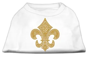 Gold Fleur De Lis Rhinestone Shirts White S (10)