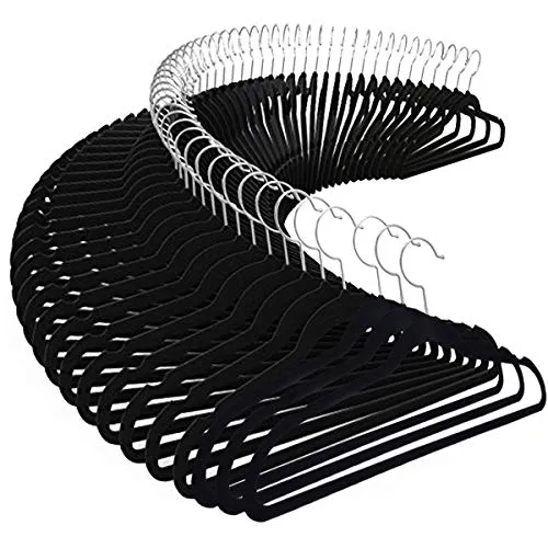 Good concept 100Pcs Hangers Hook Velvet Clothes Suit/Shirt/ Pants Non Slip Storage Organize