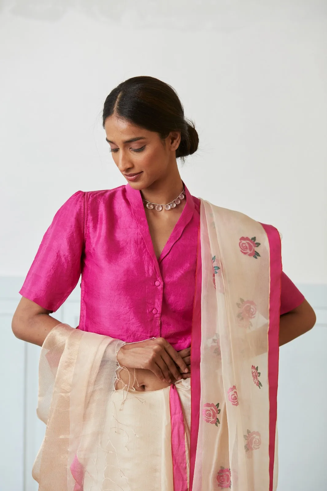 Grace Rose Jamdani Silk Saree