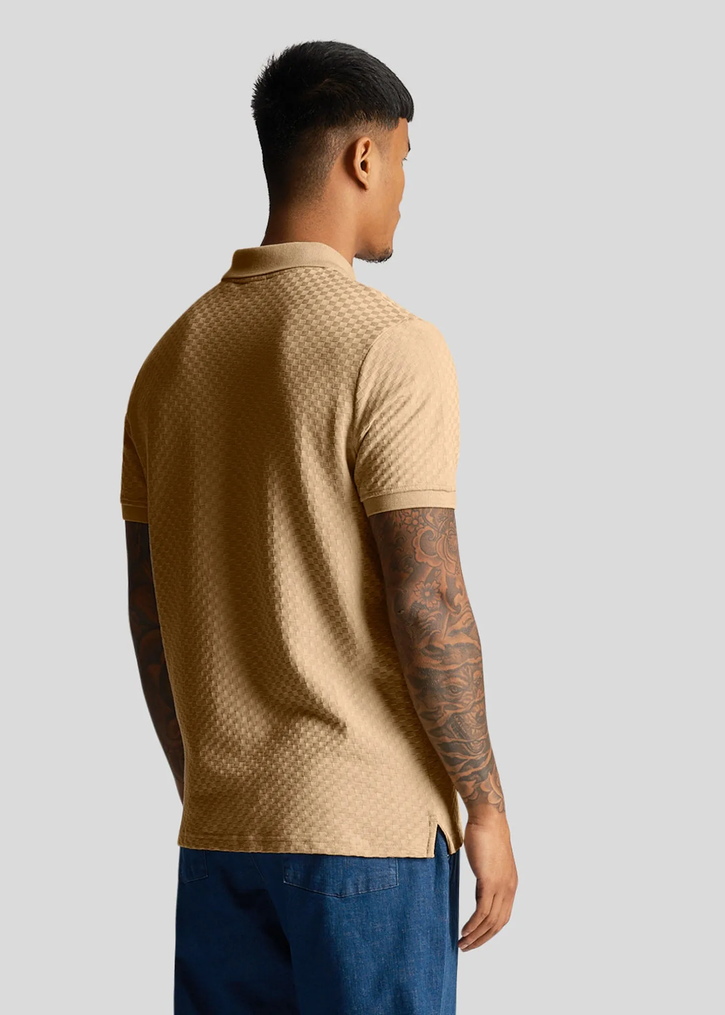 Grid texture polo shirt - cairngorms khaki