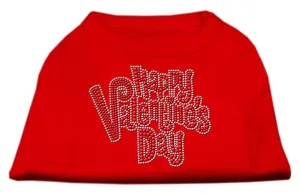 Happy Valentines Day Rhinestone Dog Shirt Red Med (12)