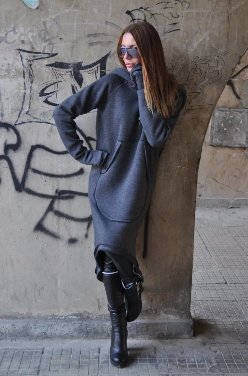 Hooded Warm Dress Ribbed Edge MELINDA