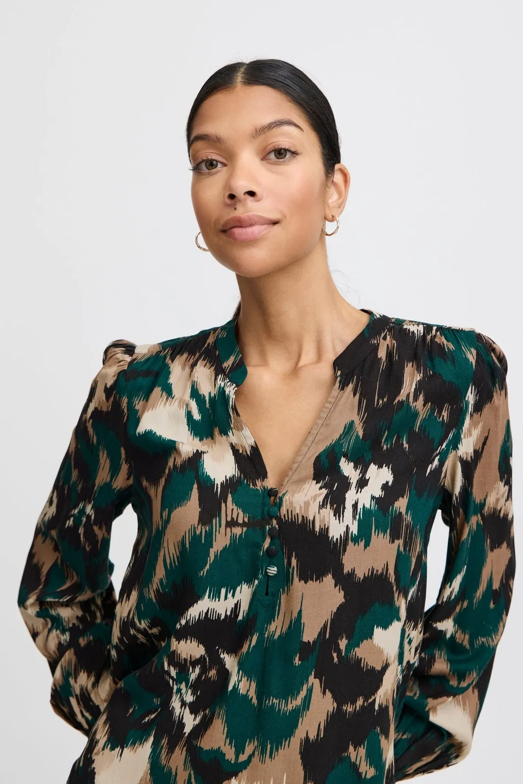 Josa Long Sleeve Blouse - Sea Moss Flower Mix