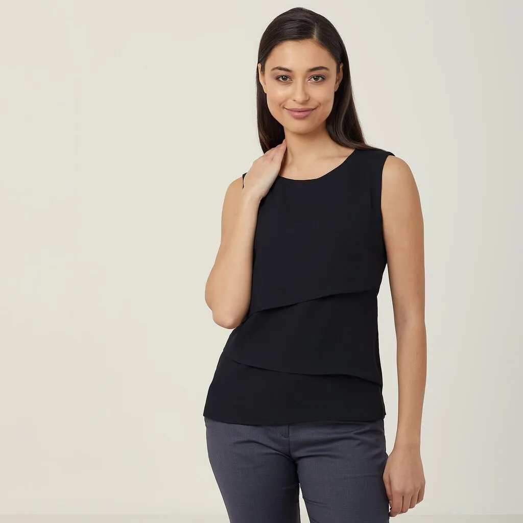 Ladies Satin Back Crepe Sleeveless Layered Top - CAT9XC