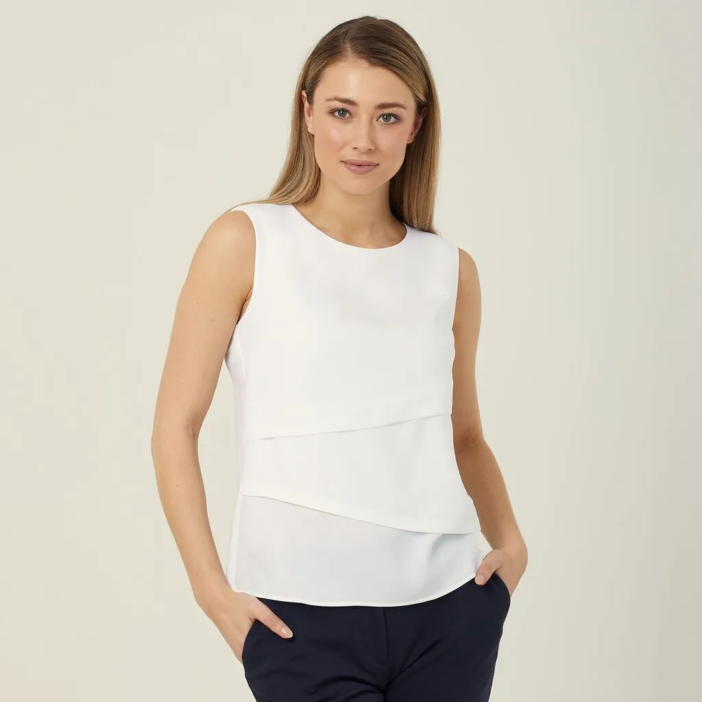 Ladies Satin Back Crepe Sleeveless Layered Top - CAT9XC