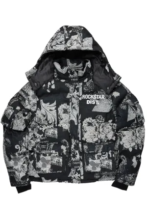 Lamont Black Tapestry Puffer Jacket