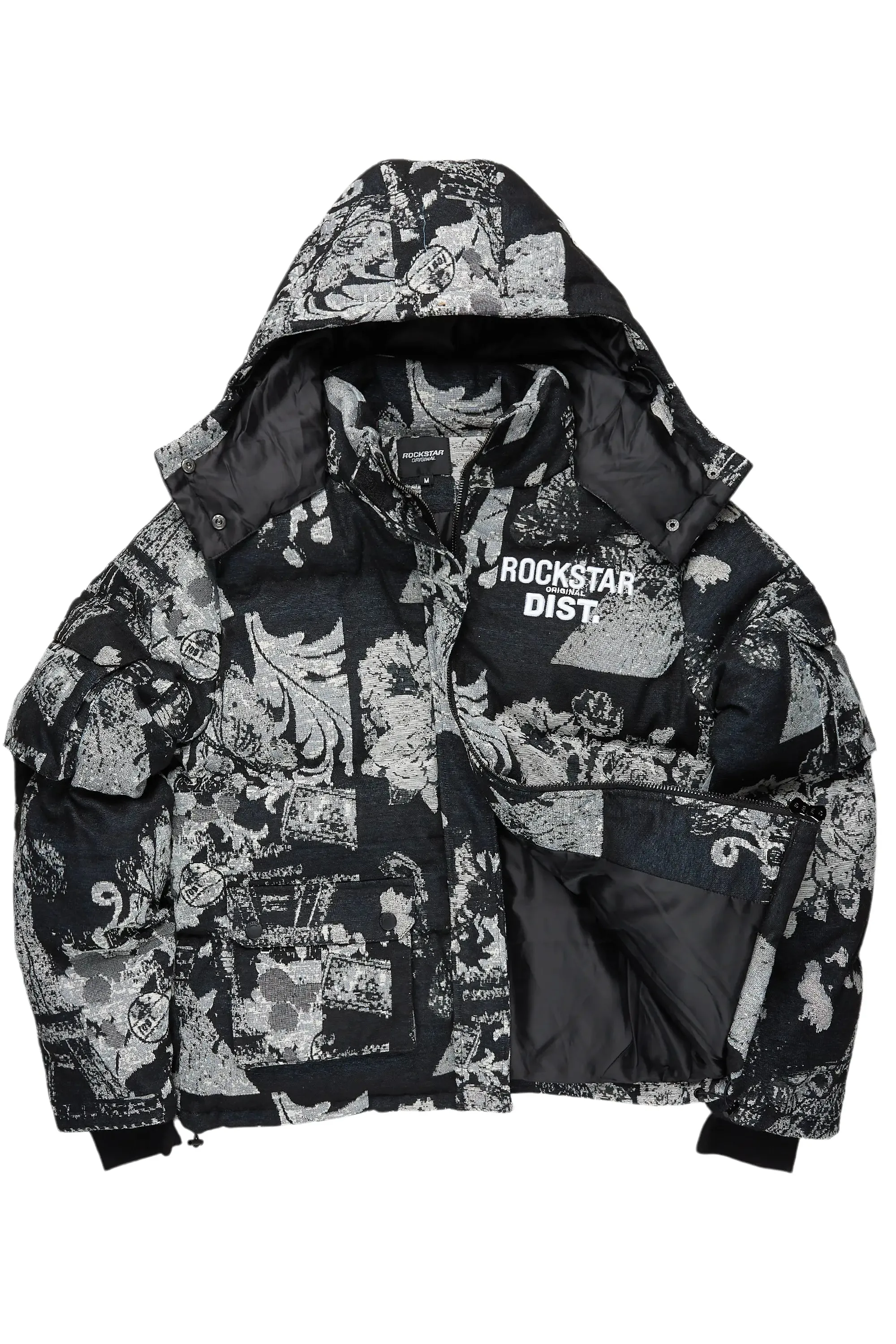 Lamont Black Tapestry Puffer Jacket