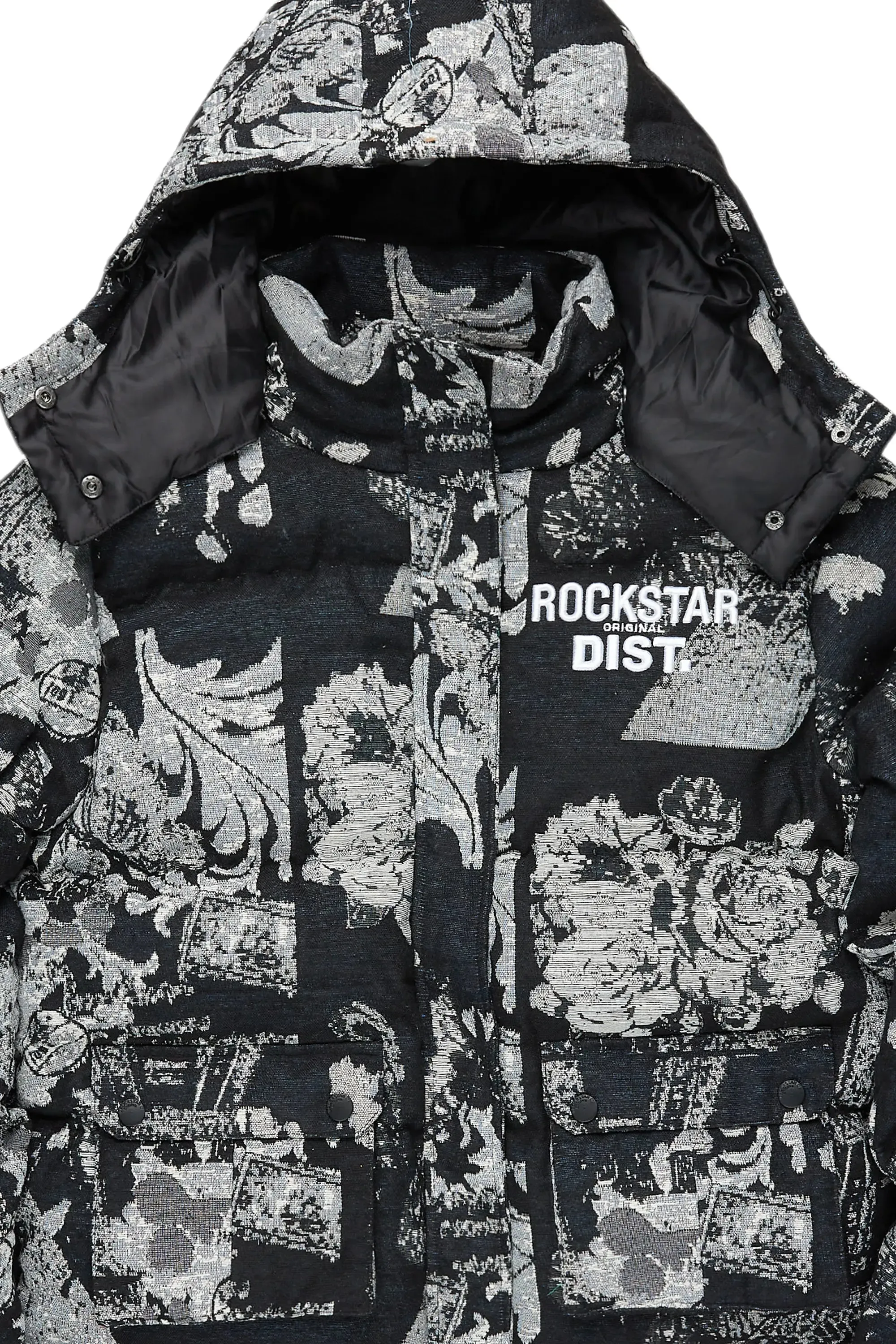 Lamont Black Tapestry Puffer Jacket