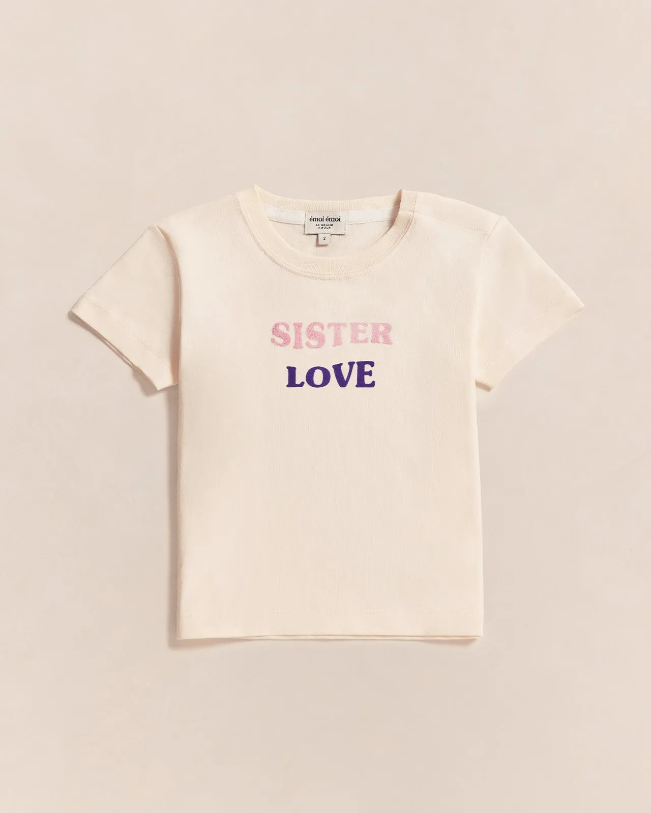 Le t-shirt Sister love en coton bio - crème