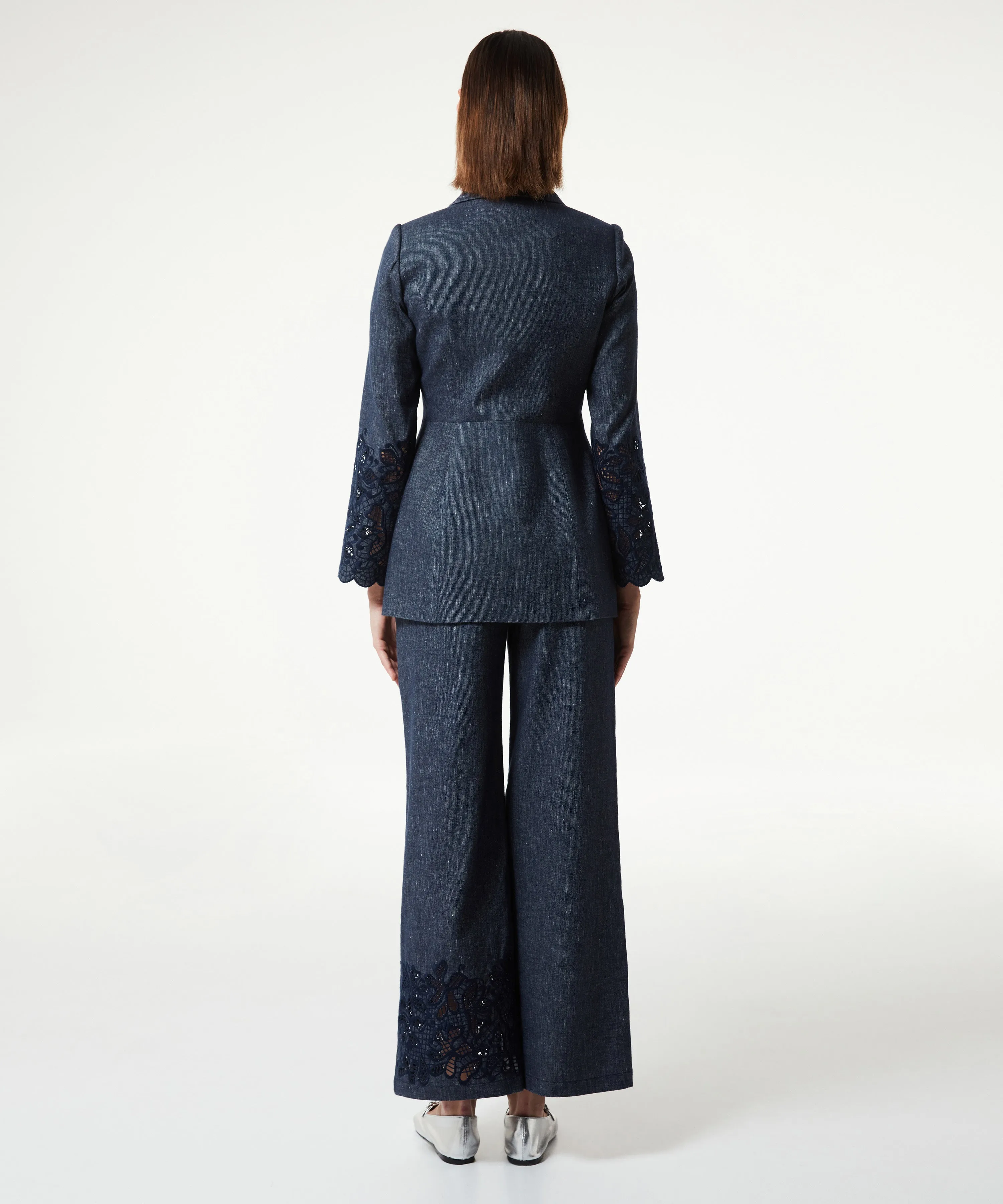 Machka Linen-Blend Jacket With Large Pockets Navy Blue