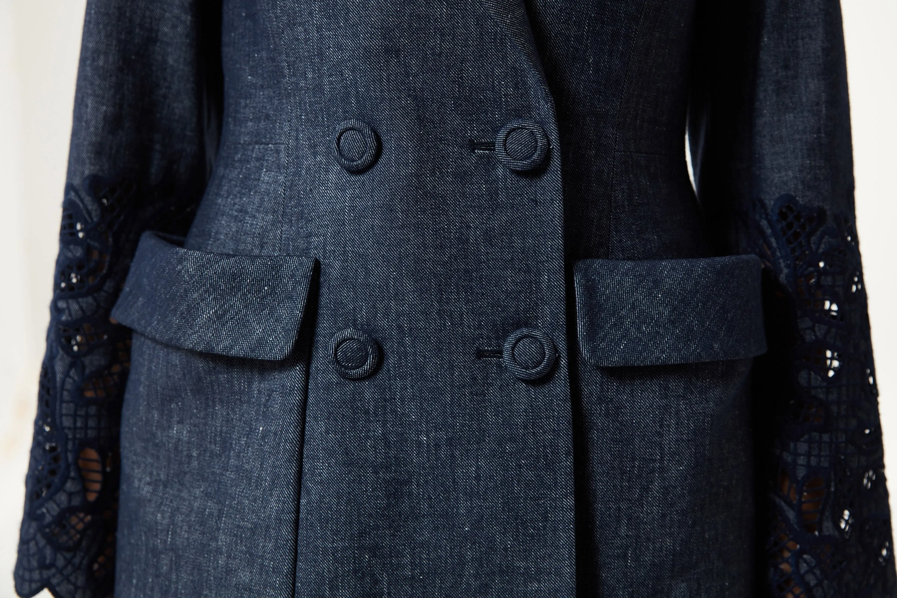 Machka Linen-Blend Jacket With Large Pockets Navy Blue