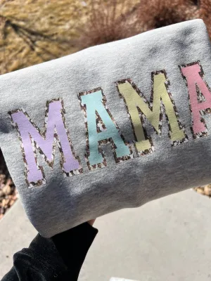 MAMA Unisex Sweatshirt Retro Style Mom Life Graphic Pullover Sweatshirt, Gift for Mom