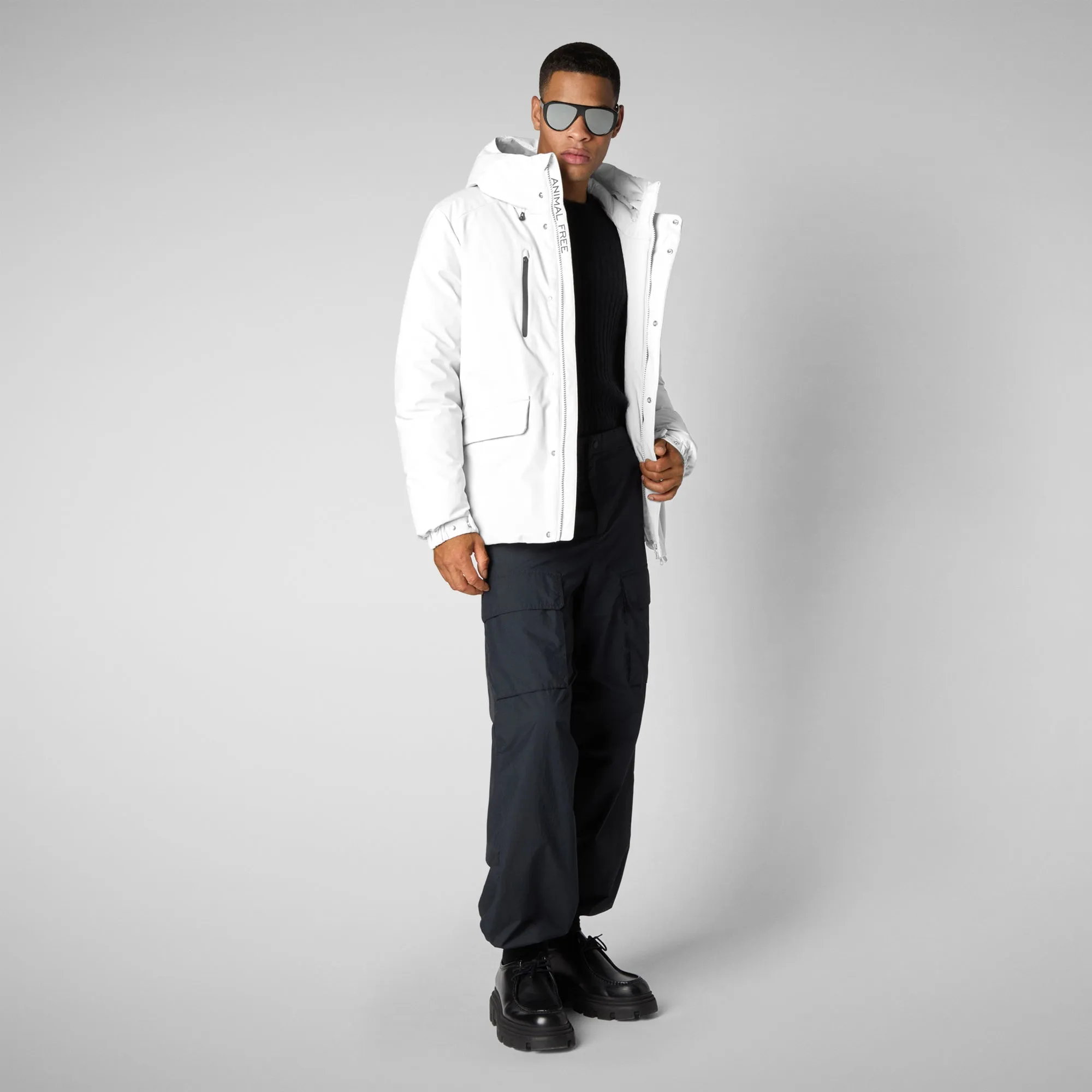 Man's hooded parka Hiram in white