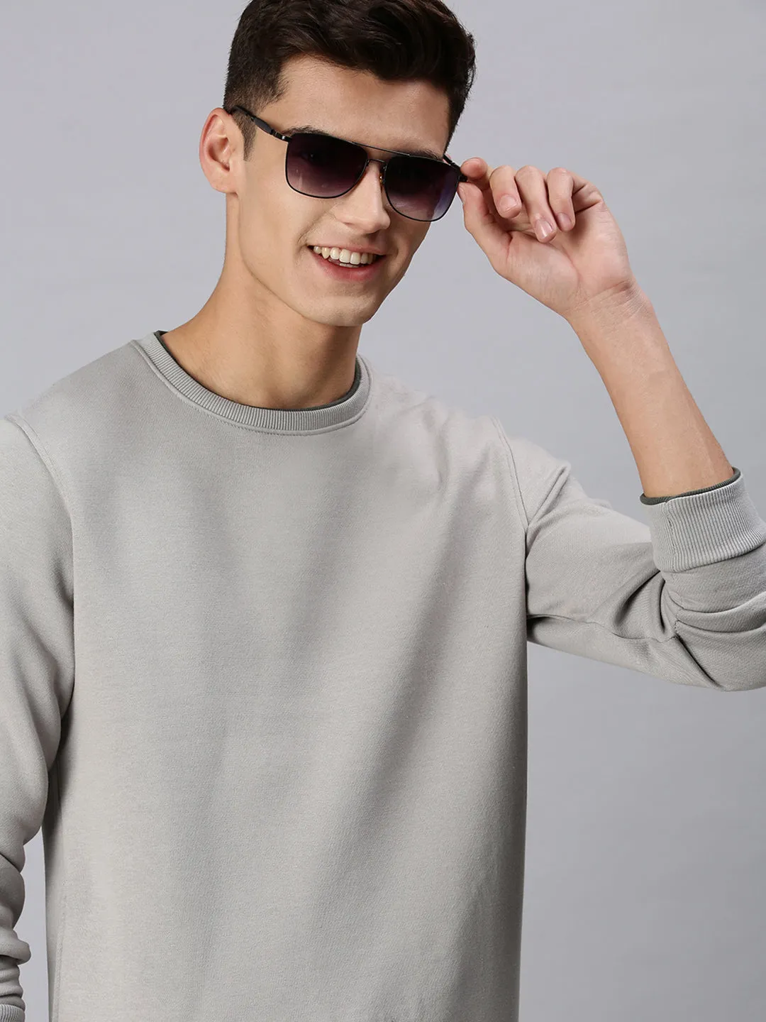 Men Solid Grey Sweatshirt