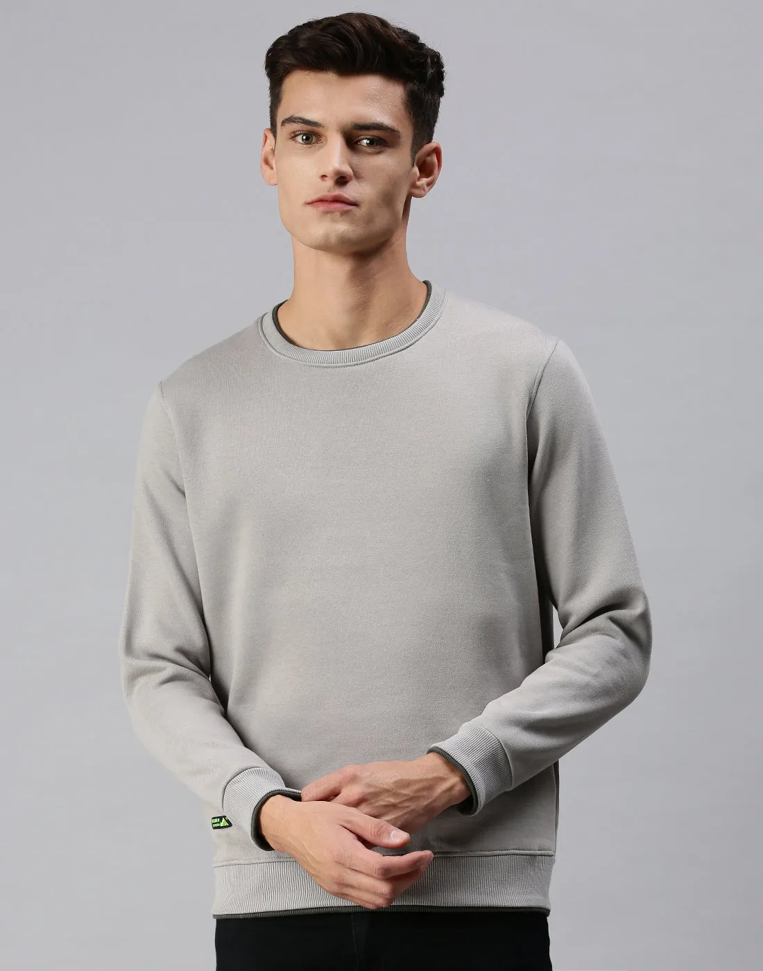 Men Solid Grey Sweatshirt