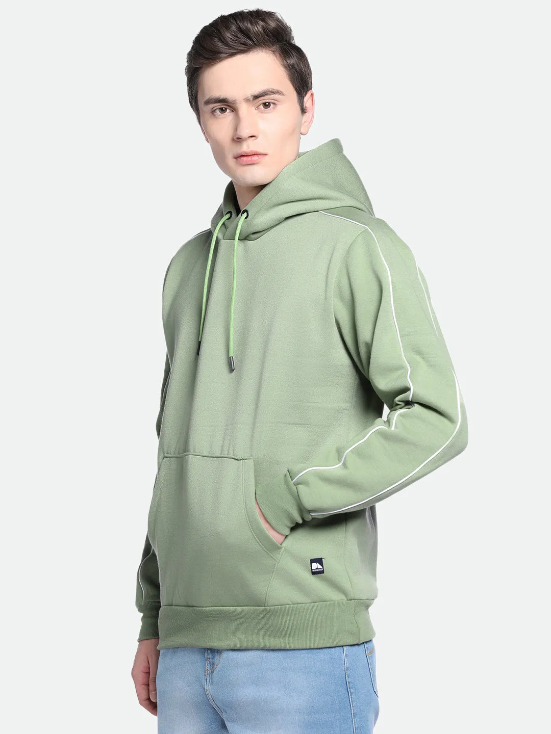 Men's Green Full Sleeves Kangaroo Pocket Pullover Hooded Hoodie