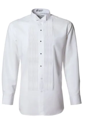 Men's White Slim Fit 1/4" Pleated Wing-Tip Tuxedo Shirt