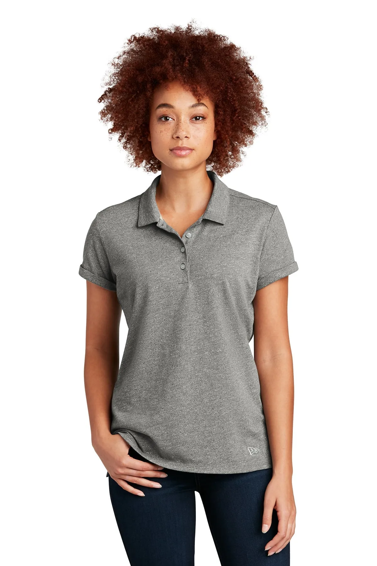 New Era Ladies Slub Twist Custom Polos, Shadow Grey Twist