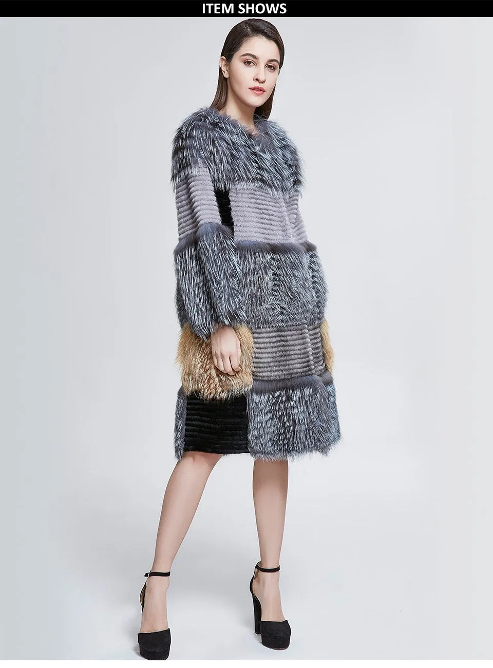 New Square Style Genuine Mink Fur Coat