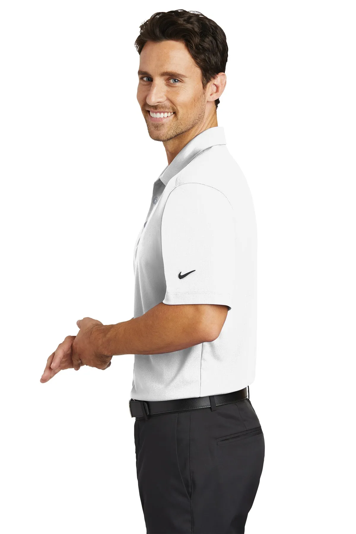 Nike Dri-FIT Vertical Mesh Custom Polos, White