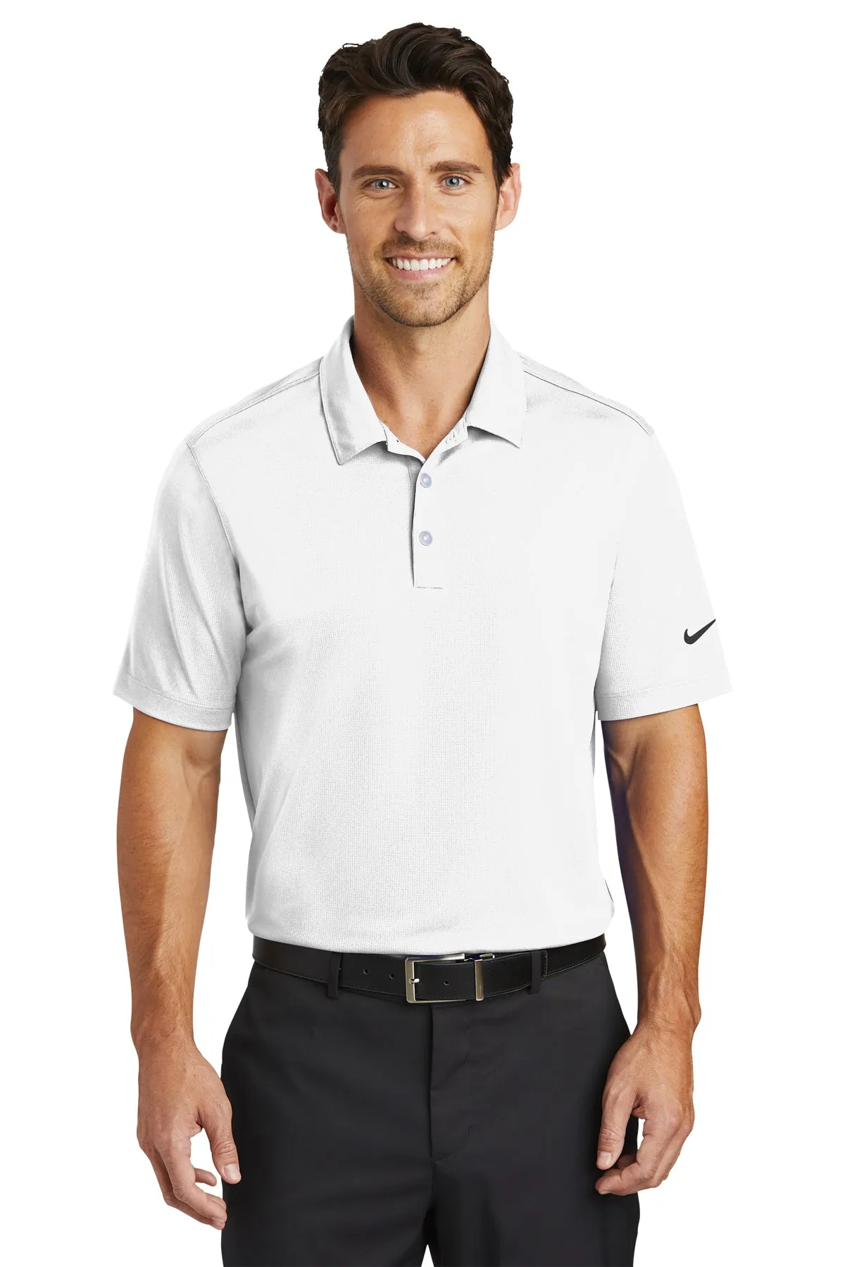 Nike Dri-FIT Vertical Mesh Custom Polos, White