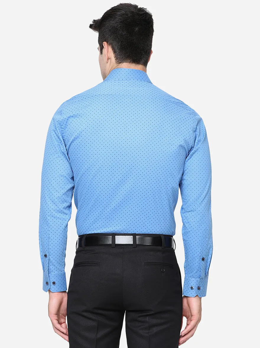 Pacific Blue Printed Regular Fit Formal Shirt | Greenfibre