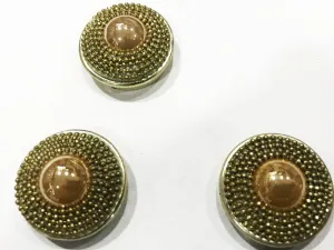 Peach Brown Stone Circular Designer Show Buttons with Plastic Base (24 mm)