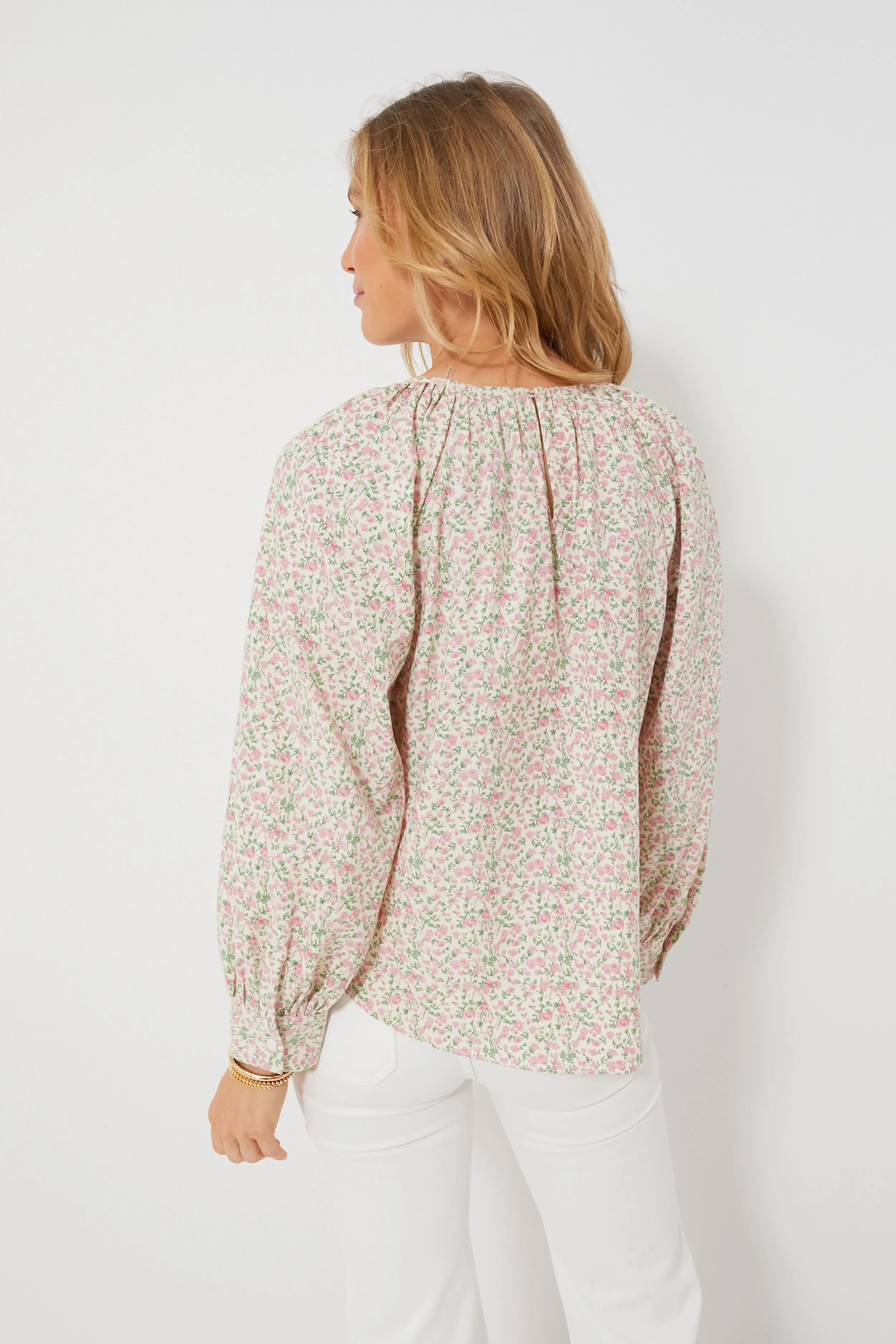 Pink Ditsy Floral Long Sleeve Maxine Blouse