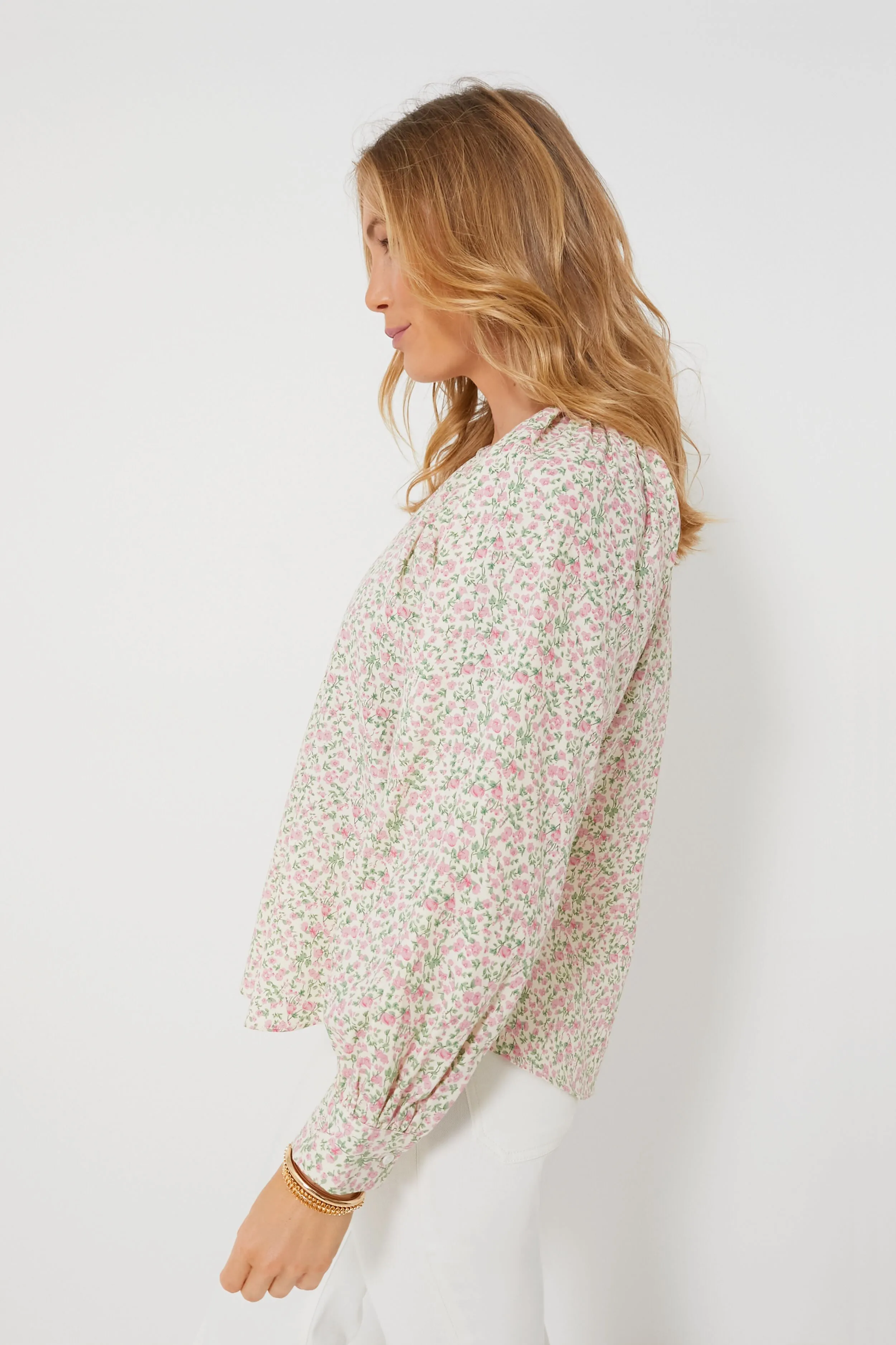 Pink Ditsy Floral Long Sleeve Maxine Blouse