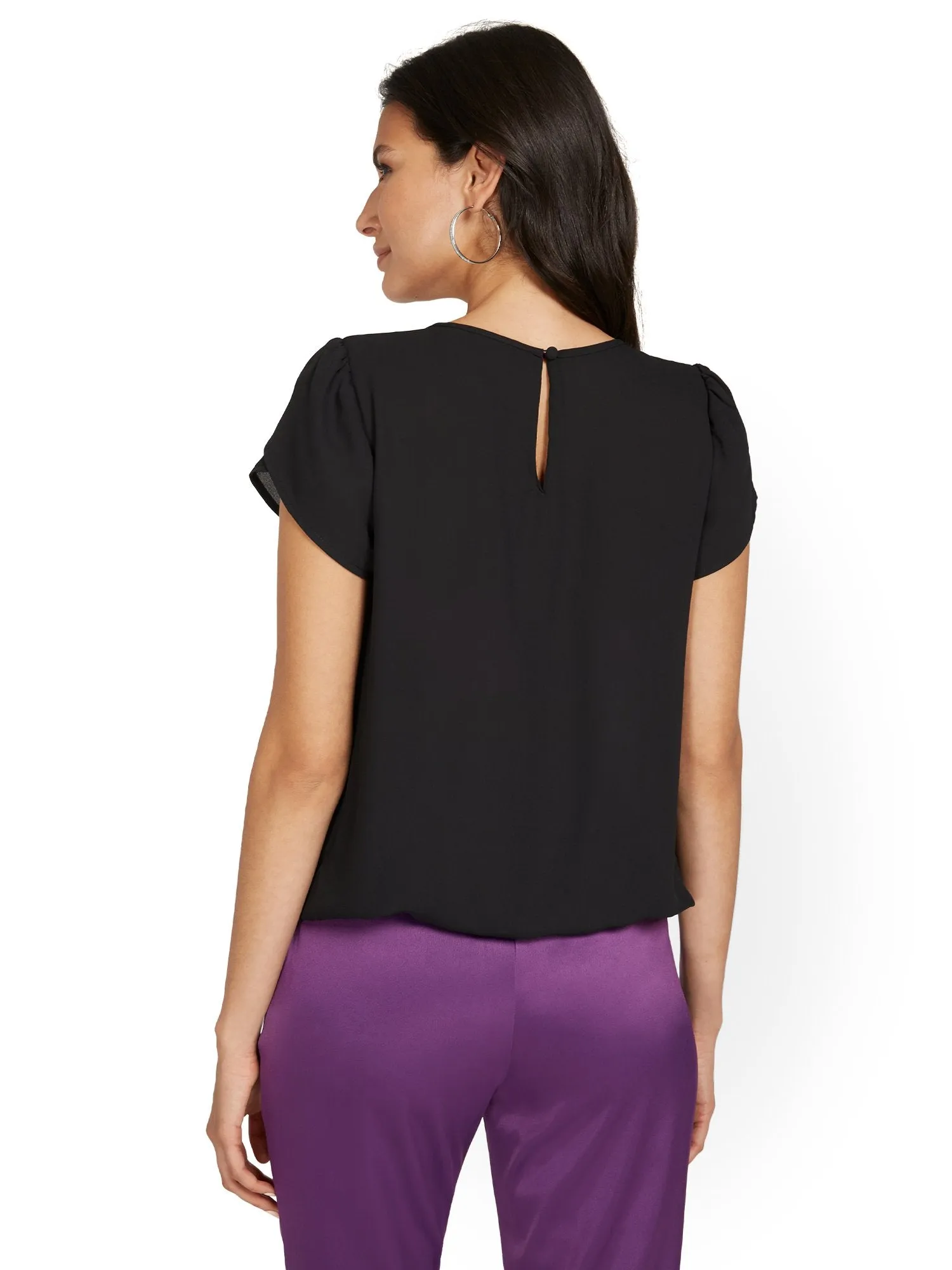 Pleated-Neck Blouse