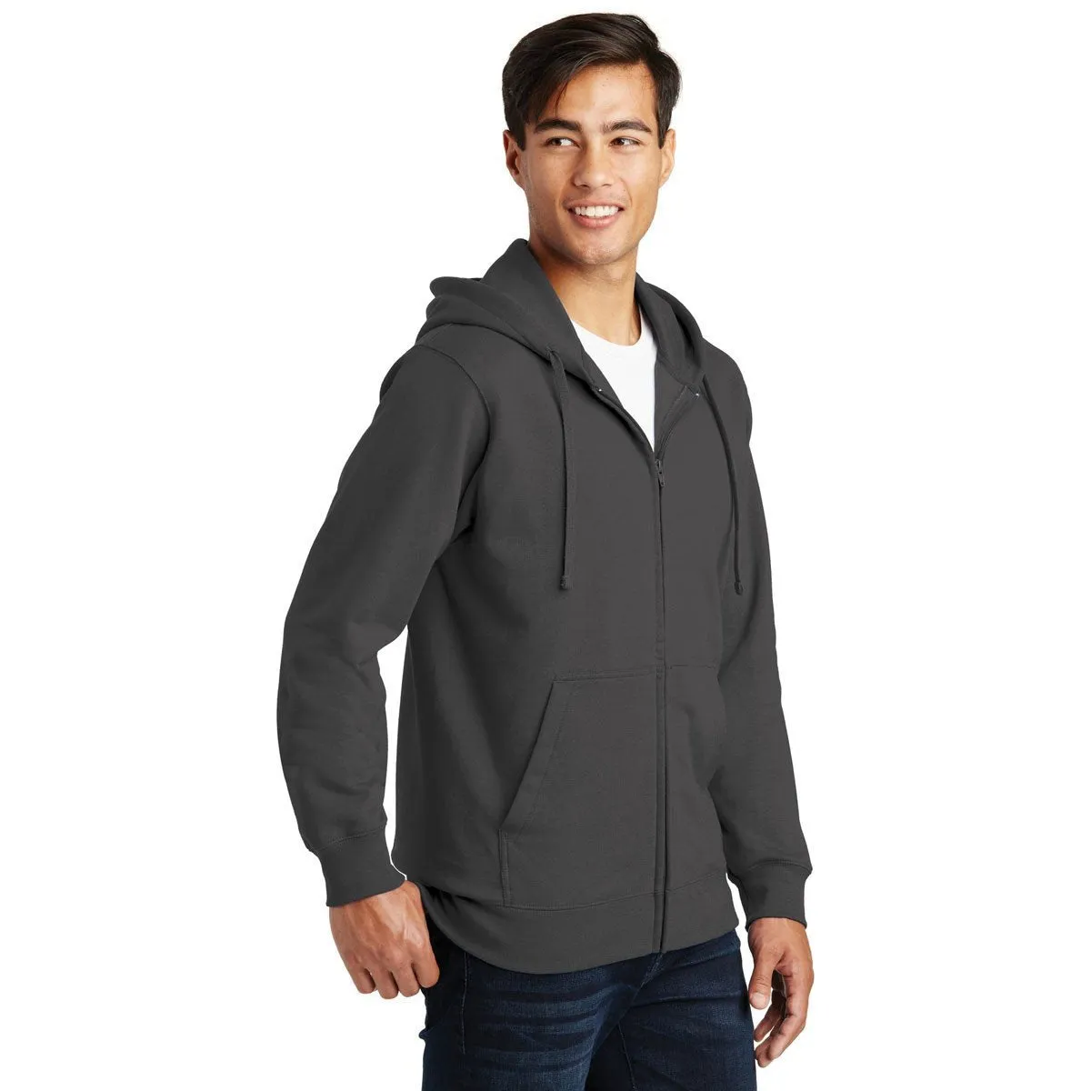 Port & Company Men's Charcoal Fan Favorite Fleece Full-Zip Hooded Sweatshirt