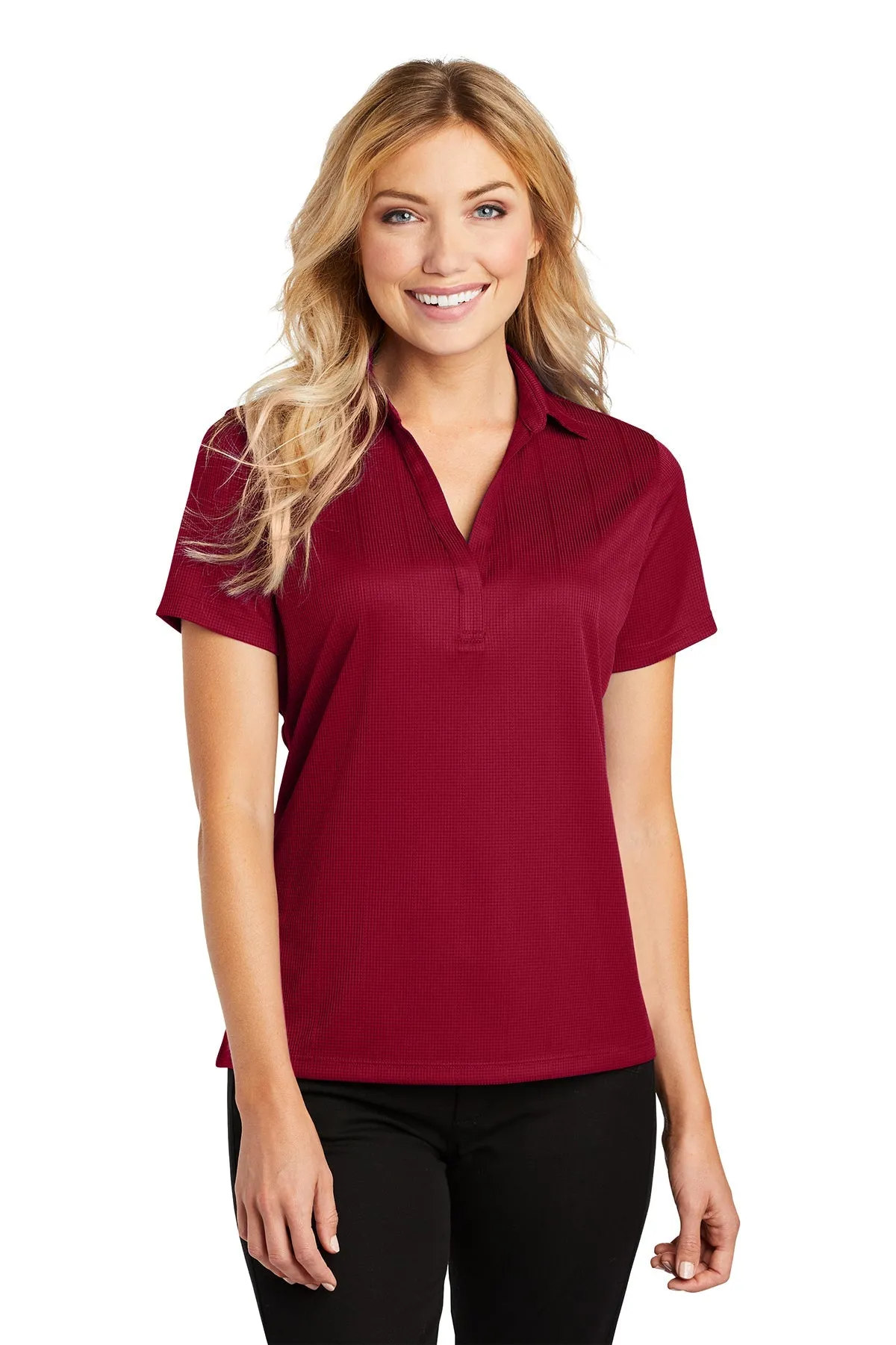 Port Authority Ladies Performance Customized Fine Jacquard Polos, Rich Red