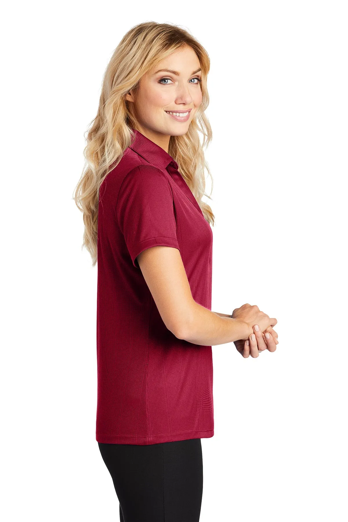 Port Authority Ladies Performance Customized Fine Jacquard Polos, Rich Red