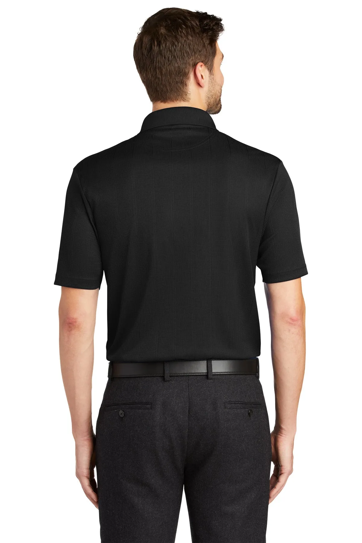 Port Authority Performance Customized Fine Jacquard Polos, Black