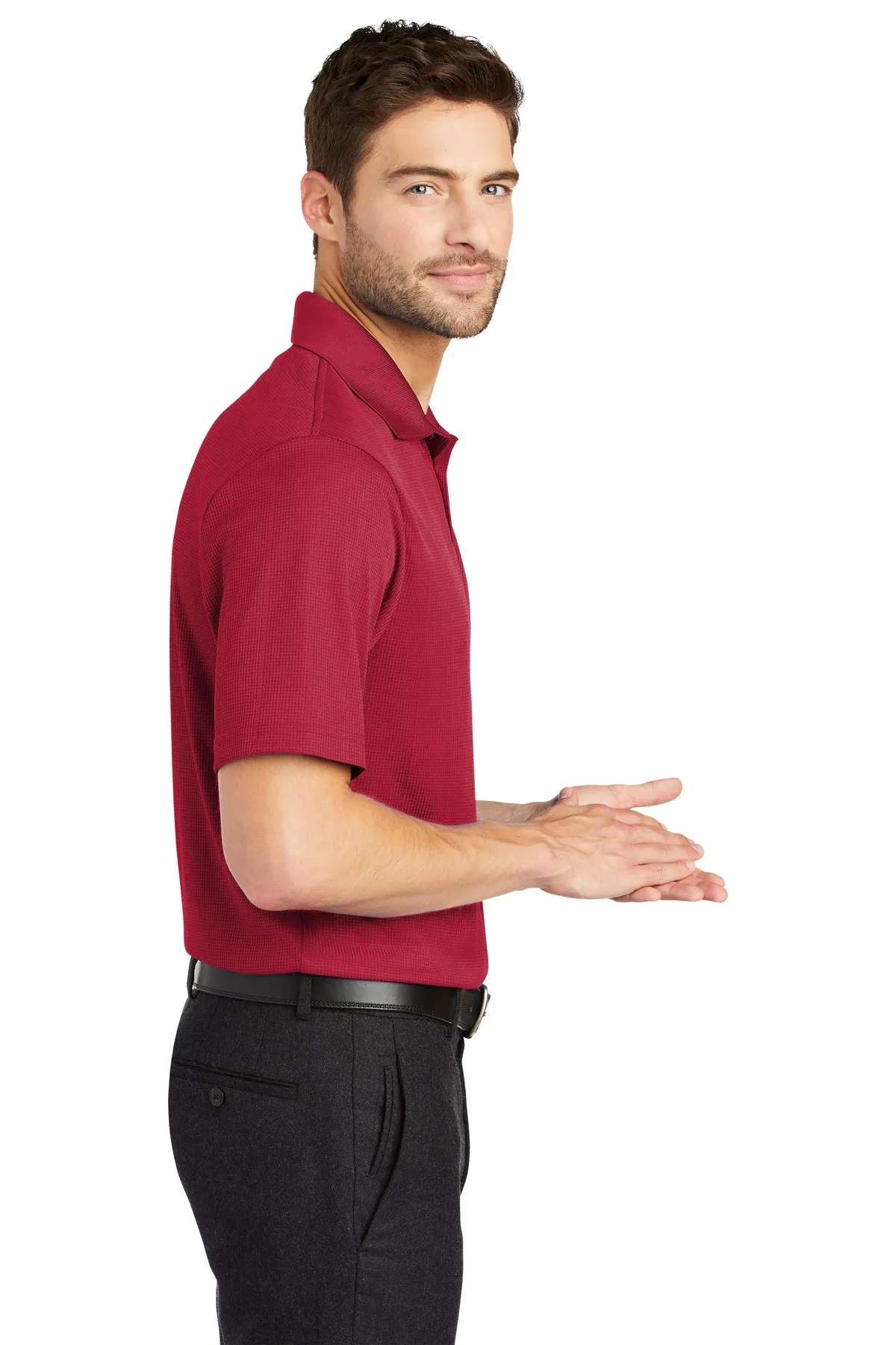 Port Authority Performance Customized Fine Jacquard Polos, Rich Red