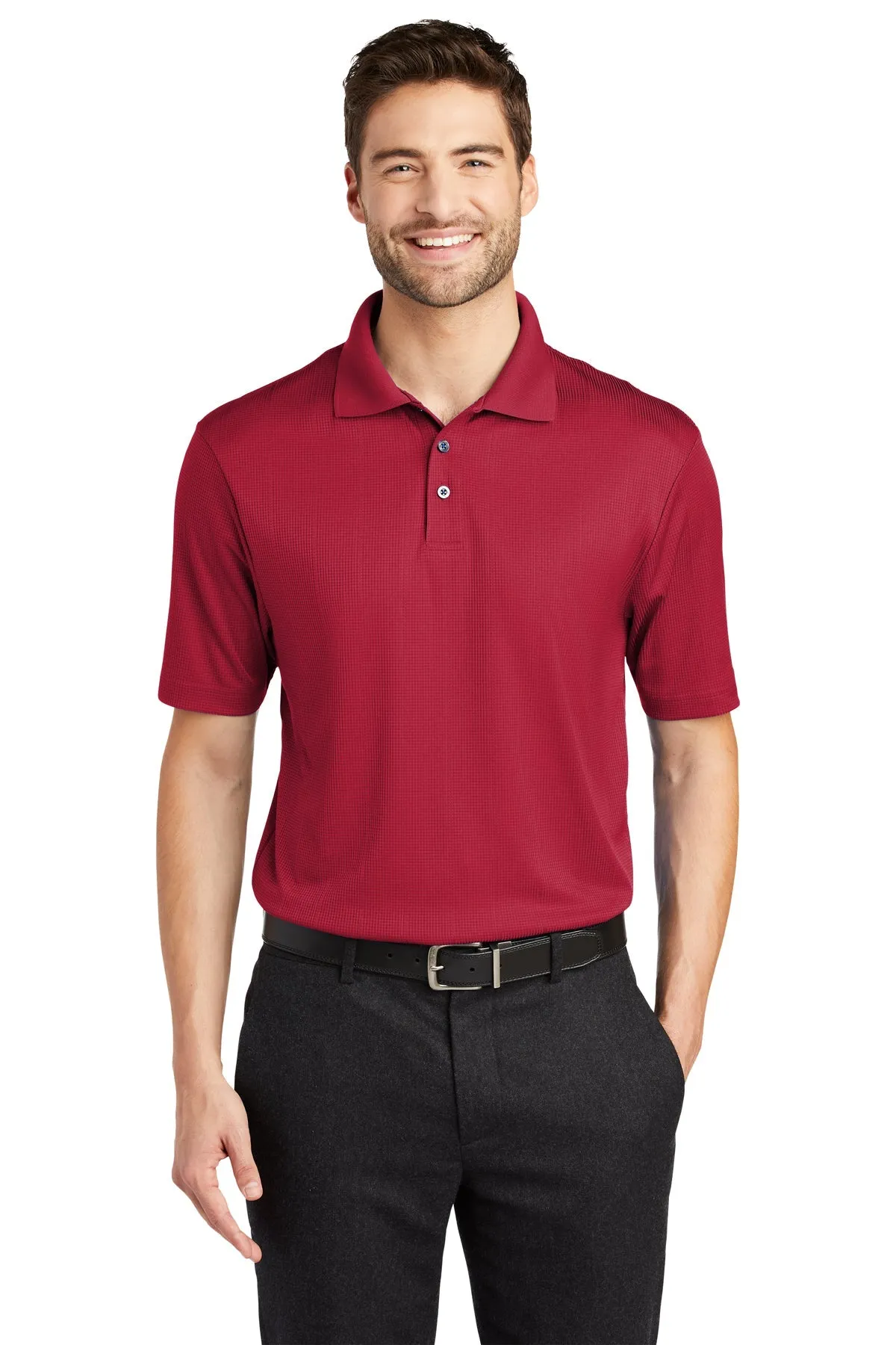 Port Authority Performance Customized Fine Jacquard Polos, Rich Red