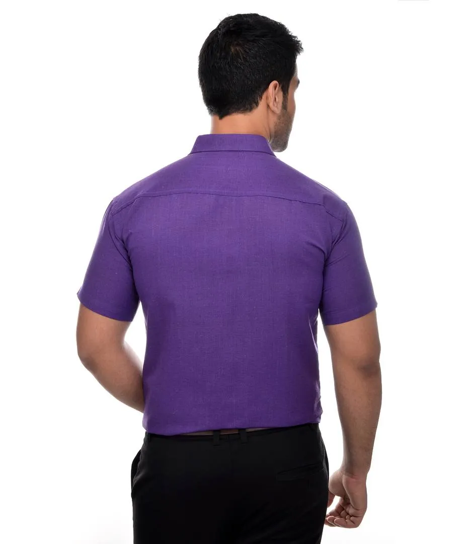 Purple Cotton Solid Regular Fit Formal Shirt